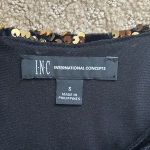 INC gold sparkly knee length dress